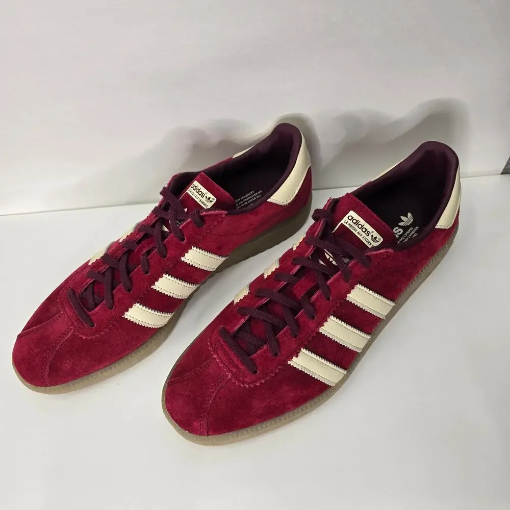 ADIDAS ORIGINALS BERMUDA COLLEGIATE BURGUNDY SNEAKERS, SIZE 10